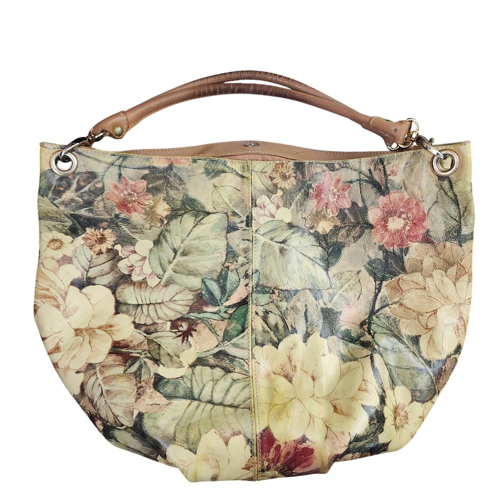 Maurizio Taiuti Italian Floral Leather Hobo Bag Multicolor Large Made in Italy